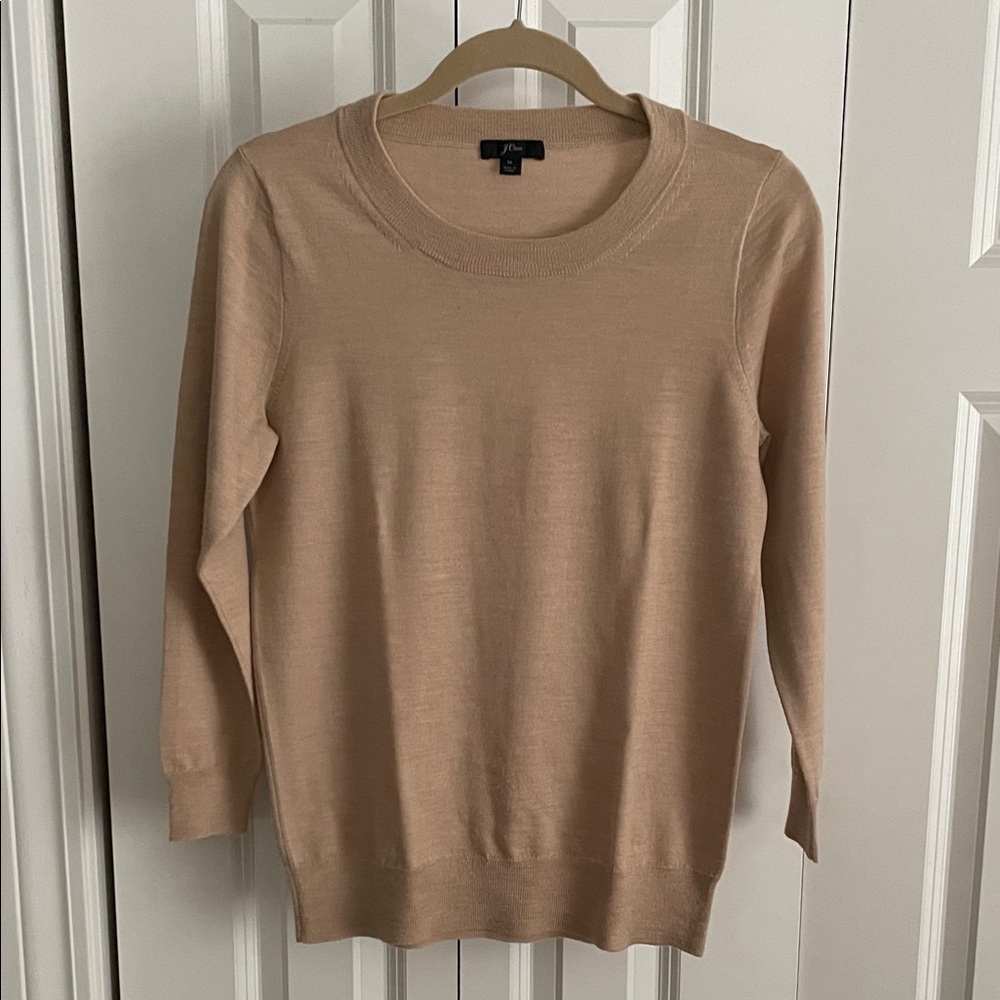 J. Crew Women's Classic Tan Crew Neck Sweater